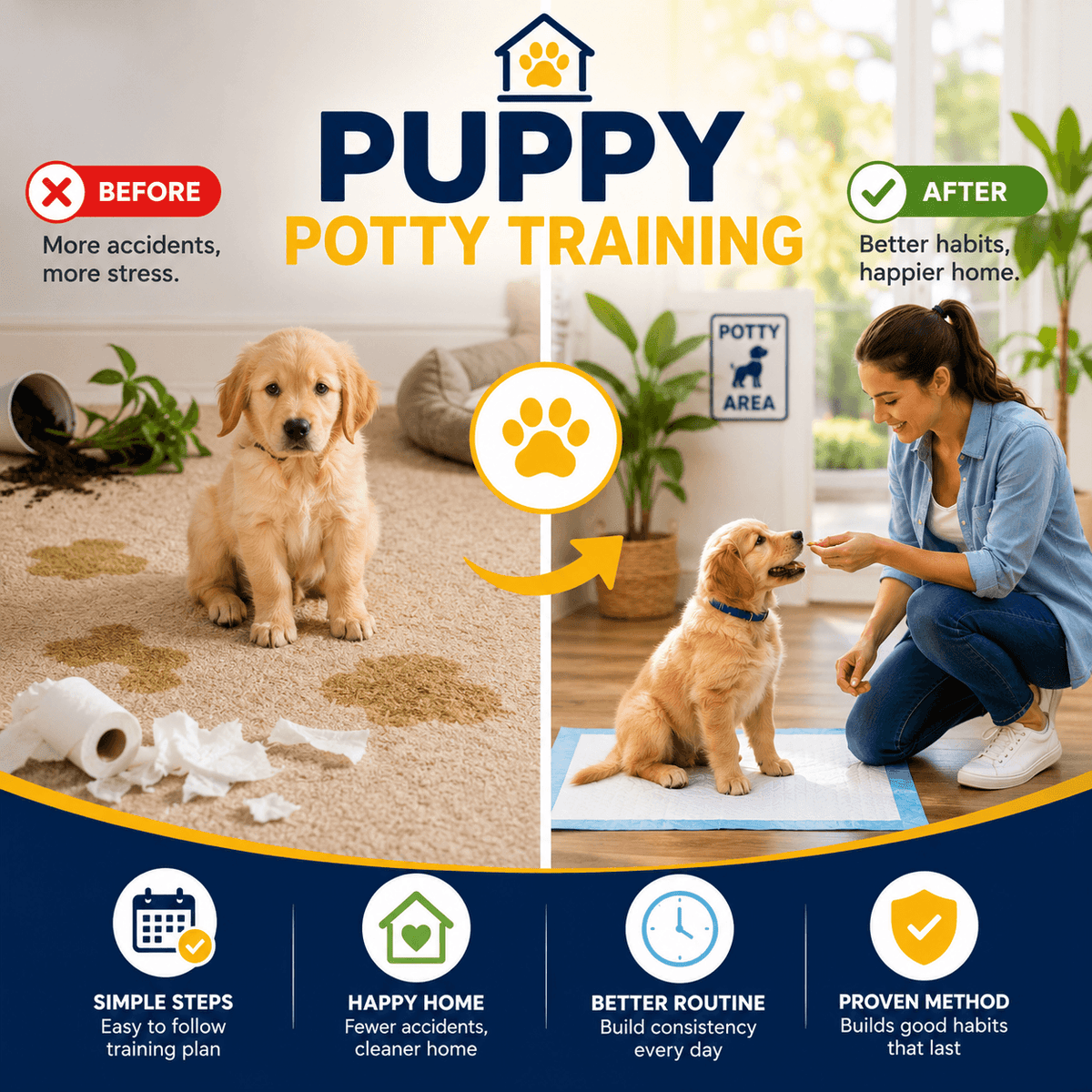 Step-by-step puppy potty training course with 30-day plan and daily schedule — PupTeachings