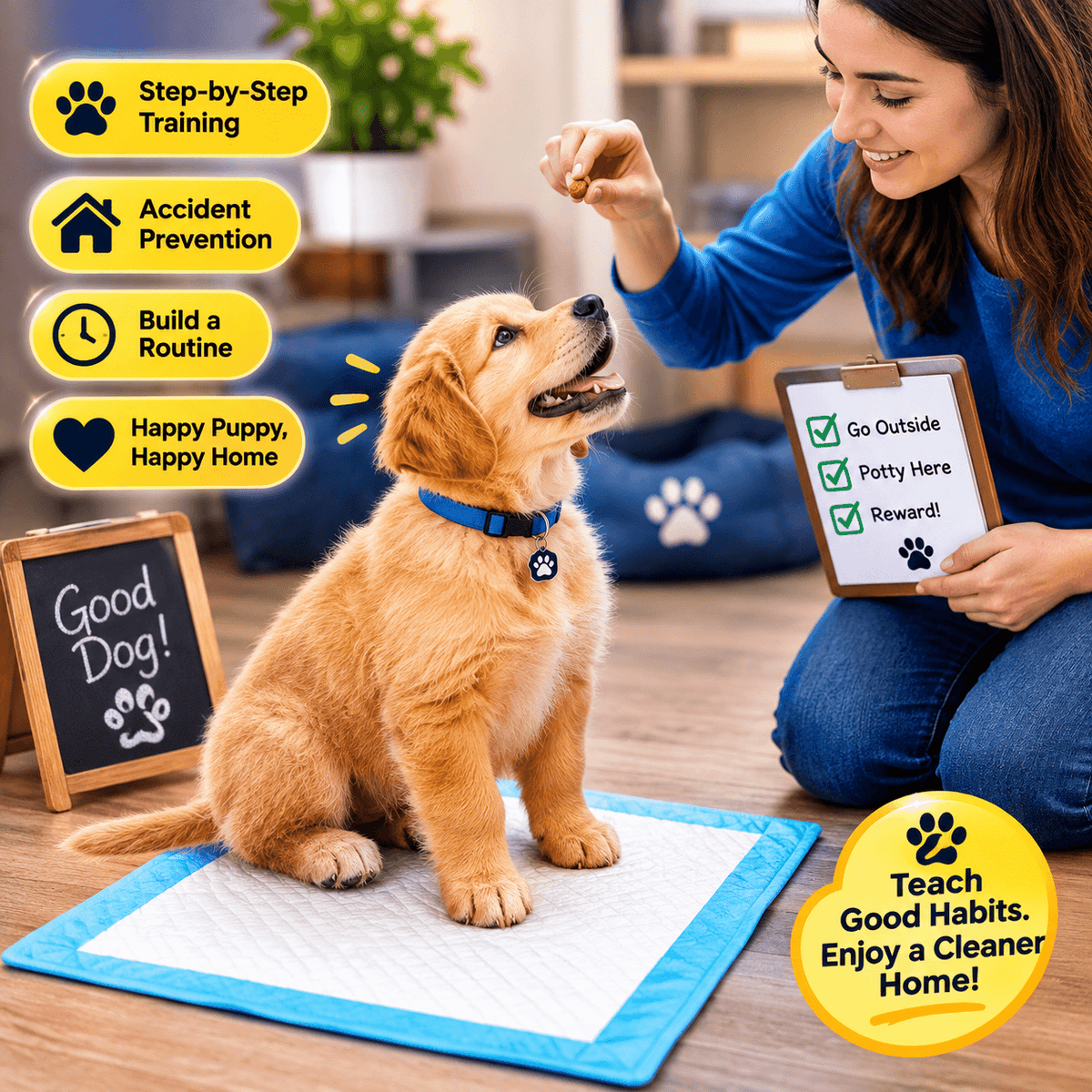 Step-by-step puppy potty training course with 30-day plan and daily schedule — PupTeachings