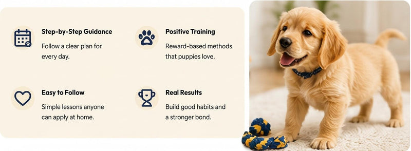 Happy puppy learning daily routines and better behavior at home